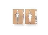Letrero señal para baño sanitario hombre mujer, set 2 pzas (Cobre)