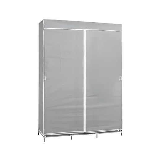 7H SEVEN HOUSE Armario Ropero de Tela Triple con Cortinas Correderas Blanco/Gris 118x45x169cm 7house