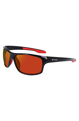 Columbia Men's Sunglasses BURR - Shiny Black & Red with Polarized Orange Revo Lens