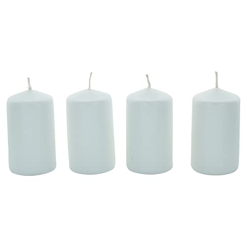 G Decor Juego de 4 mini velas blancas lisas, sin perfume, paquete pequeño, para iglesia de parafina romana, ideal para bodas