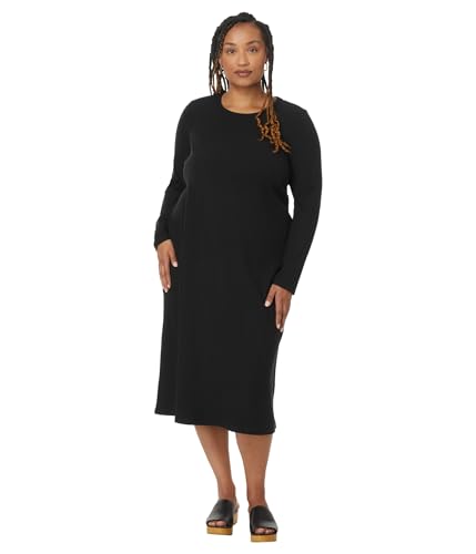 Eileen Fisher Womens Crew Neck Calf Length Dress Black X-Large