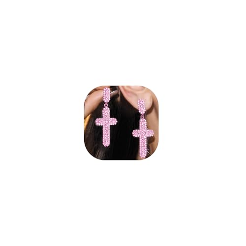 Women's Rhinestone Cross Earrings - image 1