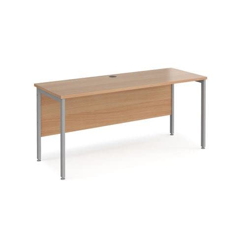 Office Monster Cooper straight desk 1600mm x 600mm - silver H-frame leg, beech top