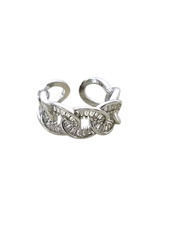 Bague ajustable en or blanc tressé anti-variante taille doigt