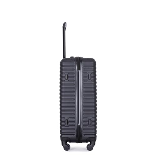 3 Piece Lightweight ABS Luggage Set with Wheels & Lock - Black Travel Suitcase Set (20", 24", 28")4