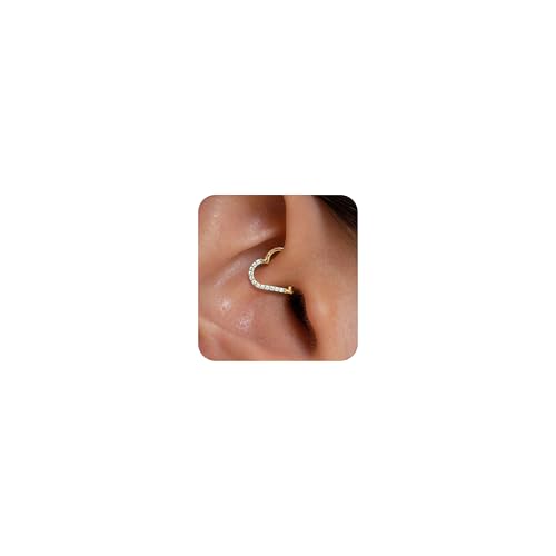 Cartilage Daith Earrings For Women Small 14K Gold Plated Hoop Hypoallergenic Helix Piercing Huggie Surgical Steel Diamond Implant Cubic Zirconia Prom Gift Jewelry