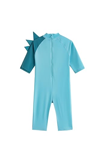 Image of LIZENS Boys Rash Guard Shirts One Piece Swimwear Green Dinosaur Short Sleeve UPF50+ Sun Protection Swimsuit