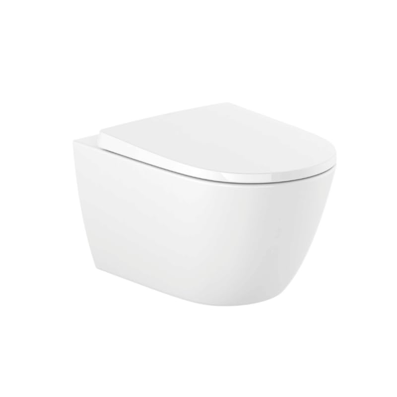 Cuvette WC suspendu sans bride ROCA Ona Vortexflush blanc avec abattant frein de chute