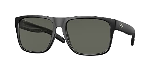 Costa Man Sunglasses Matte Black Frame, Green Mirror Lenses, 59MM