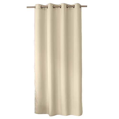 ED ENJOY HOME Rideau Décoratif à Œillets argentés, 140x240 cm, Ecru, 100% Polyester, Satiné, Collection Basic