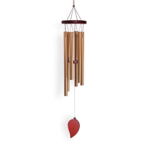 Wind Chimes 30 Inch Rustproof 6-Aluminum Tubes Wood Wind Chimes Large Rich Soothing Melodic Deep Tone Wind Chimes for Outside Home Gift (Bronze)