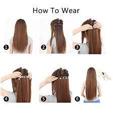 Image of Artifice 5 Clips Straight Hair Extension High Temperature Synthetic Fiber 26 inch 150g Golden Highlighted