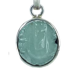 Lakshya GemsGreen Aventurine Ganpati Silver plated pendent