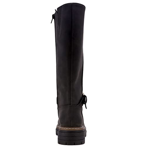 Nautica Women's Faux Fur Riding Boots Tall Shaft Knee High Dress Boot-Talor-Black Size-8.5 #TOP2