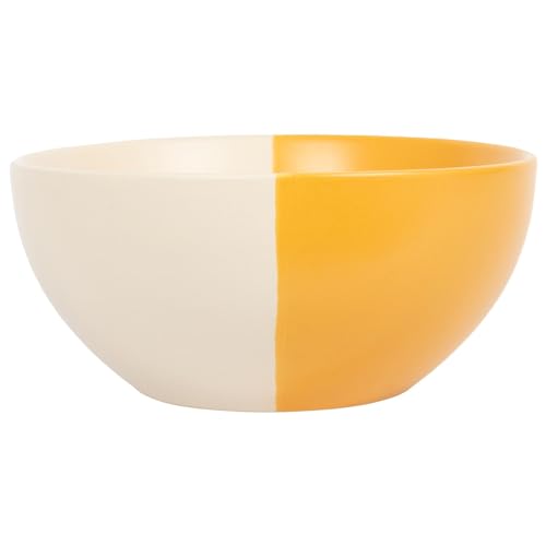 Nicola Spring Stoneware Cereal Bowl - 16.5cm - Mustard - Pack of 1 - Ceramic Two Tone Pasta Bowls Tableware Dishwasher & Microwave Safe Crockery for Dessert, Pasta, Soup, Cereal