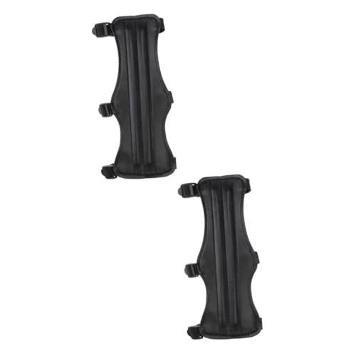 Balacoo 2pcs Triple Buckle Arm Guard Safe Strap Armband Protective Arm Guard for Hunting Practice Made of Cow Leather