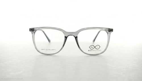 Image of Soft Square Optical Eyeglass Frame for Men & Women, Front with Metal Temples, Clear Demo Lenses, Lightweight Mixed Material Frame, Ribbed Temple Design for Prescription Lens Replacement