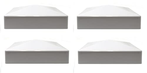 True 5x5 (127mm x 127mm) Plastic Pyramid Vinyl Fence Post Cap Black or White Multiple Quantities for True Actual 5" x 5" Vinyl Posts (4, Grey)