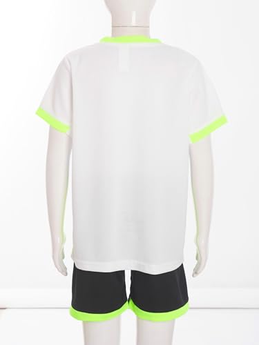 Kids Boys School Pe Kit Sports Set 2 Pcs T-shirt And Shorts Football Training Suit Tracksuits Active Sportswear White 13-14 Years4