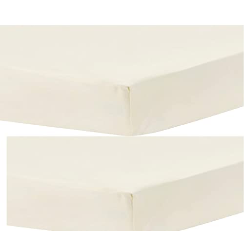 Family Bedding Travel Cot Fitted Sheet 95 x 65 - Cream Travel Cot Sheets 95 x 65cm - Hypoallergenic Toddler Bed Sheet Breathable Easy Care - Junior Bed sheets (Pack of 2, Cream)