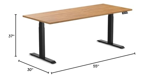 Image of Desky Electric Standing Desk, 72 x 30 inch Rubberwood Height Adjustable Sit Stand Desk, Dual Motor, Memory Presets, Ergonomic Workstation for Home Office - Light Oak Top