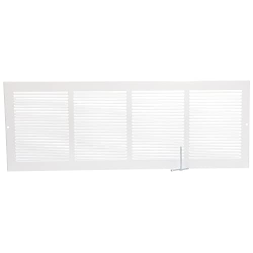 White Baseboard Return Grill With 7/8" Turn Back (24" X 8" Duct Opening/ 25.25" X 9.25" Overall) #TOP17