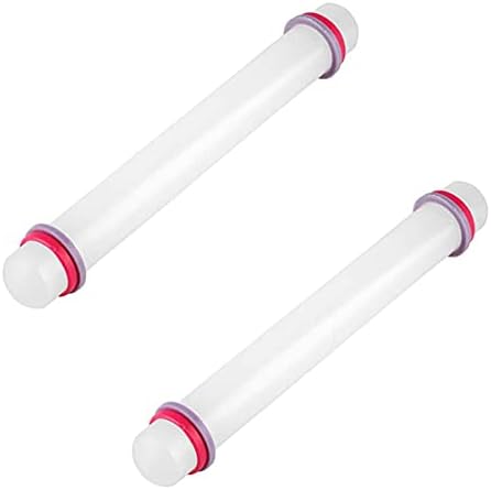 2 Pcs Adjustable Rolling Pin with Removable Rings Non Stick Fondant 9 Inch Rolling Pin for Dumpling Dough Roller Baking Dough Pizza Pie Pastries Pasta Cookies