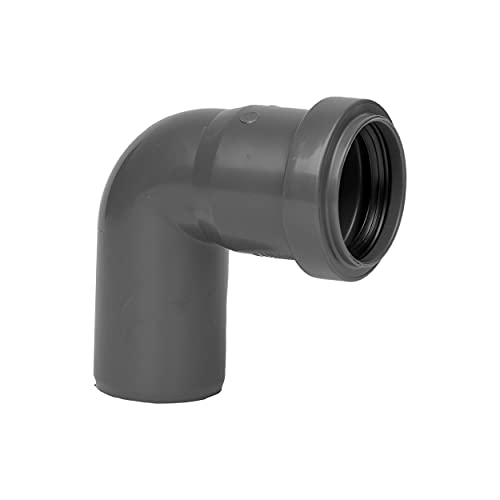 3\" Inch one side push-fit elbow pvc fitting. Multi-purpose 90 degree elbow pipe fitting - vent/drain vent/sewer/condensate. One side rubber push-fit socket. For work above soil.