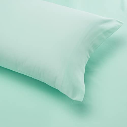 Amazon Basics 5-Piece Lightweight Microfiber Bed-In-A-Bag Comforter Bedding Set, Twin/Twin Xl, Jade Mint Pinch Pleat, Solid #TOP3