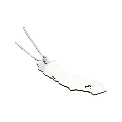 California State Necklace Sterling Silver Bright Satin Finish Love My State Necklace With Heart - Italian Chain Personalized And Engrave Best Gift #TOP4
