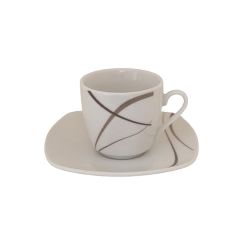 Omniacasa Servicio de tazas de café de 12 piezas para 6 personas, diseño moderno, de porcelana resistente, lavables en lavavajillas y aptas para microondas.