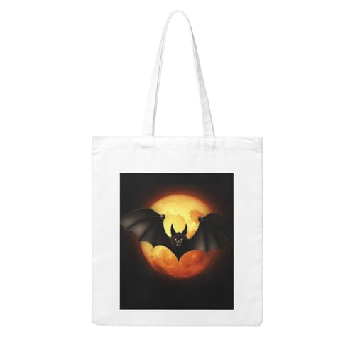 Halloween Bat Large Canvas Tote Bag Cute Travel Shoulder Bag Reusable Washable Shopping Grocery Bags For Women Men