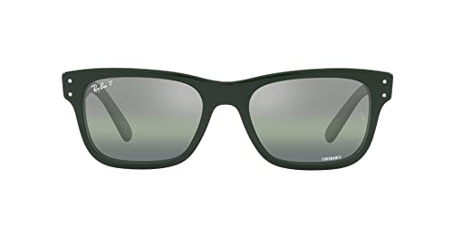 Ray-Ban Men's RB2283F Mr. Burbank Low Bridge Fit Rectangular Sunglasses, Green/Dark Green Gradient Mirrored Polarized, 55 mm