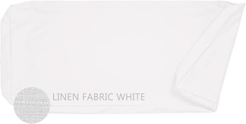 ZUOZHE Funda para Cojín De Jardín Bancos Y Sillas Tela Lino Natural Lavable Base Antideslizante Impermeable Cremallera Grosor 8 Cm Cuadrado Cocina/Comedor/Sofá(White,110x35x8cm)