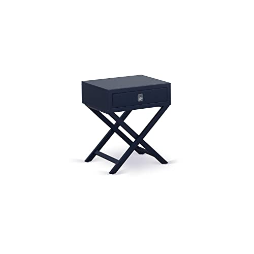 East West Furniture HANE15 One Pc Wonderful Hamilton Night Stand with Drawer, 1-Pack, in Navy Blue Finish