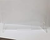 Sibe-R-Plastics Supply Sneeze Guard Pick Your Size Freestanding Portable Clear Acrylic Plexiglass Shield Barrier for Business & Customer Safety, Slotted Transaction Window, Desk, Counter (24