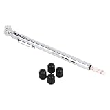 Accu-Gage Pencil Tire Pressure Gauge (10-50 PSI) Heavy Duty Stainless Steel Mid Range Air Pressure Gauge Single Head Air Chuck wi/Built-in Deflator, 4 Replacement Tire Valve Caps