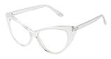 ShadyVEU Super Cat Eye Vintage Inspired Fashion Mod Clear Lens Glasses UVA & UVB Protection (Clear Frame, Clear Lens)
