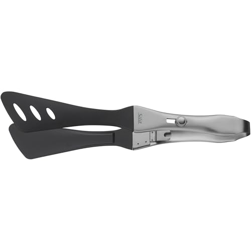 Silit Girato Servierzange 31 cm, Edelstahl, Küchenzange, Kunststoffkopf, BBQ Zange, kleine Grillzange für Steak, Fisch, Gemüse, Feststellmechanismus, platzsparend