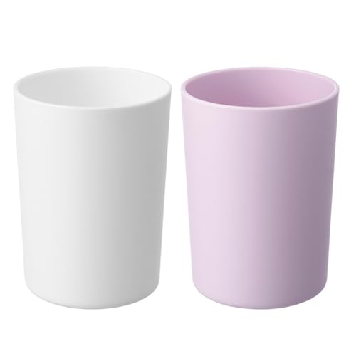 2 Vasos portacepillos de Dientes, 300 ml Porta cepillos de Dientes de baño, Vaso Polaris para Cepillo de Dientes, Porta Vasos de plástico, portacepillos de baño para Pasta de Dientes (Blanco + Morado)