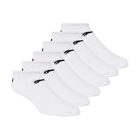 Puma Women's Non Terry No Show Low Cut Athletic Sport Sock 6-Pack,White w/ Black,9-11
