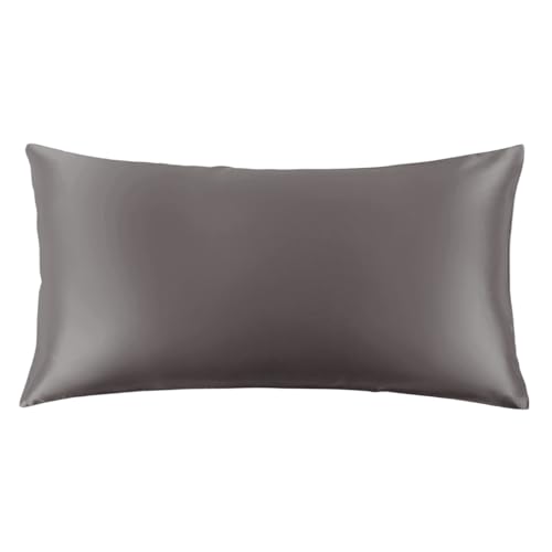 Image of THXSILK 22 Momme Mulberry Silk Pillowcase, 100% Pure Mulberry 6A+ Grade Fibers, Silk Pillowcase for Hair and Skin, California King Size 20 inchx40 inch Silk Pillow Case with Hidden Zipper - Dark Grey