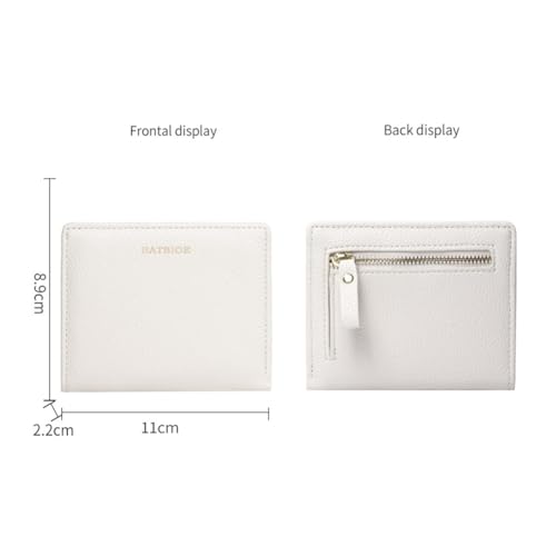 Belsmi Women Small Slim Minimalist Leather Bifold Trifold Wallets (Beige)4