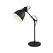 Produktbild EGLO Tischlampe Priddy, 1 flammige Vintage Tischleuchte im Industrial Design, Retro Lampe, Nachttischlampe aus Stahl, Farbe: Schwarz, weiß, Fassung: E27, inkl. Schalter