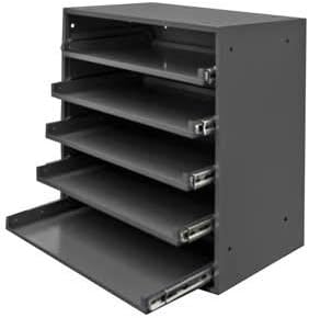 Durham 305B-95 Cold Rolled Steel Heavy Duty Triple Track Bearing Slide Rack FOR 5 Large Compartment Boxes, 375 lbs Capacity, 12-1/2" Length x 20-1/2" Width x 21" Height (2-(Pack))