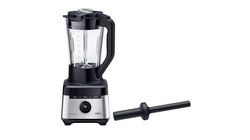 Braun Standmixer PowerBlend 7 JB7550BK, Mixer mit dreieckigem Glasbehälter, 10 Geschwindigkeiten + Pulsfunktion, PrecisionCrush-Klinge, Reinigungsprogramm, Stampfer & 600 ml Flasche, 1400 W, Schwarz