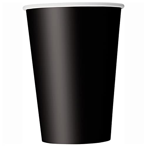 Unique- Gobelets en Carton Noir-Paquet de 14, 82159, Black, Pack of 14