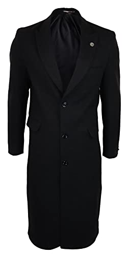 TruClothing.com Manteau pour homme pardessus long tissu effet laine anthracite ou noir style années 20 Blinders - noir 3XL Cover