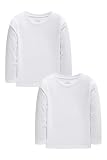 Family Feeling Little Kids' 2-Pack Cotton Long Sleeve Shirts Solid White Boys Girls T-Shirts Size 3T 4T