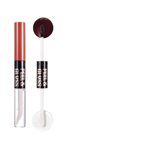 Brillo labial mate a prueba de transferencia de doble extremo, color hidratante de larga duración con aceite para un uso cómodo, brillo de doble punta para labios definidos